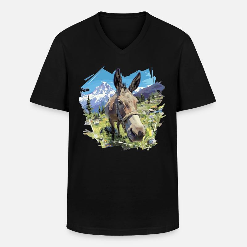 Donkey Esel - Männer-T-Shirt mit V-Ausschnitt - Schwarz