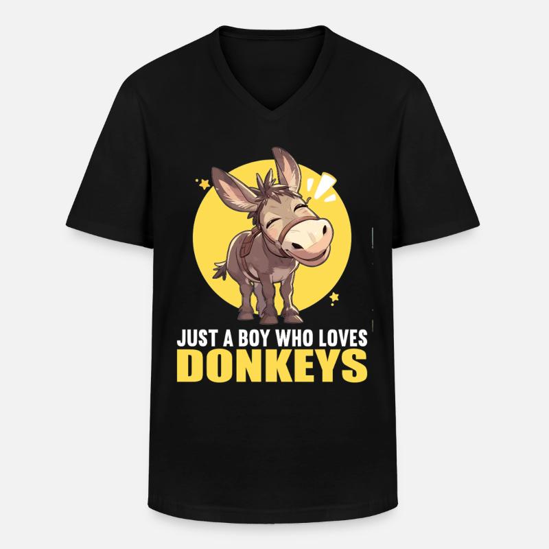 Donkey Esel - Männer-T-Shirt mit V-Ausschnitt - Schwarz