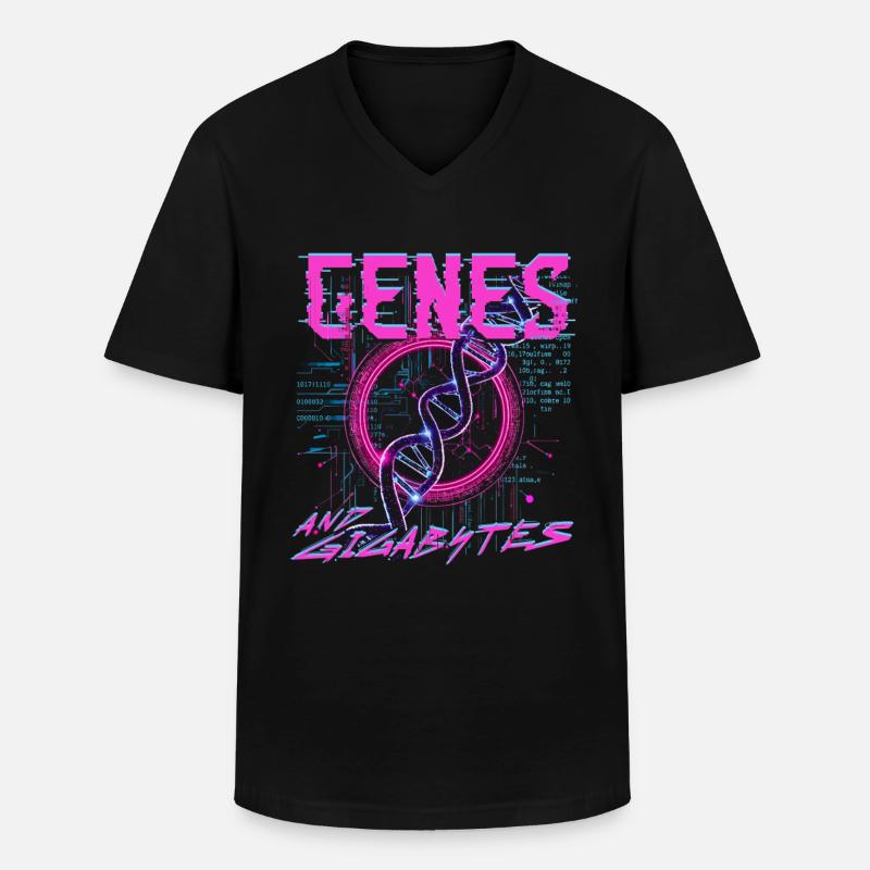 Bioinformatiker Genes & Gigabytes - Männer-T-Shirt mit V-Ausschnitt - Schwarz