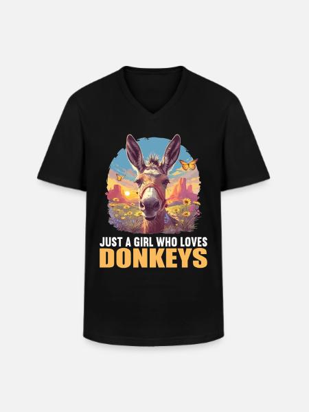 Donkey Esel - Männer-T-Shirt mit V-Ausschnitt - Schwarz