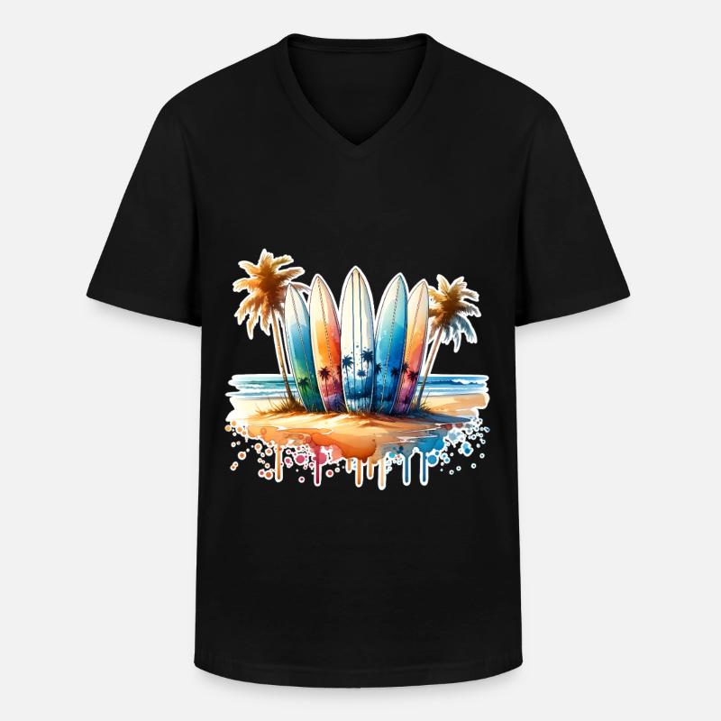 Surfen Surfer - Männer-T-Shirt mit V-Ausschnitt - Schwarz