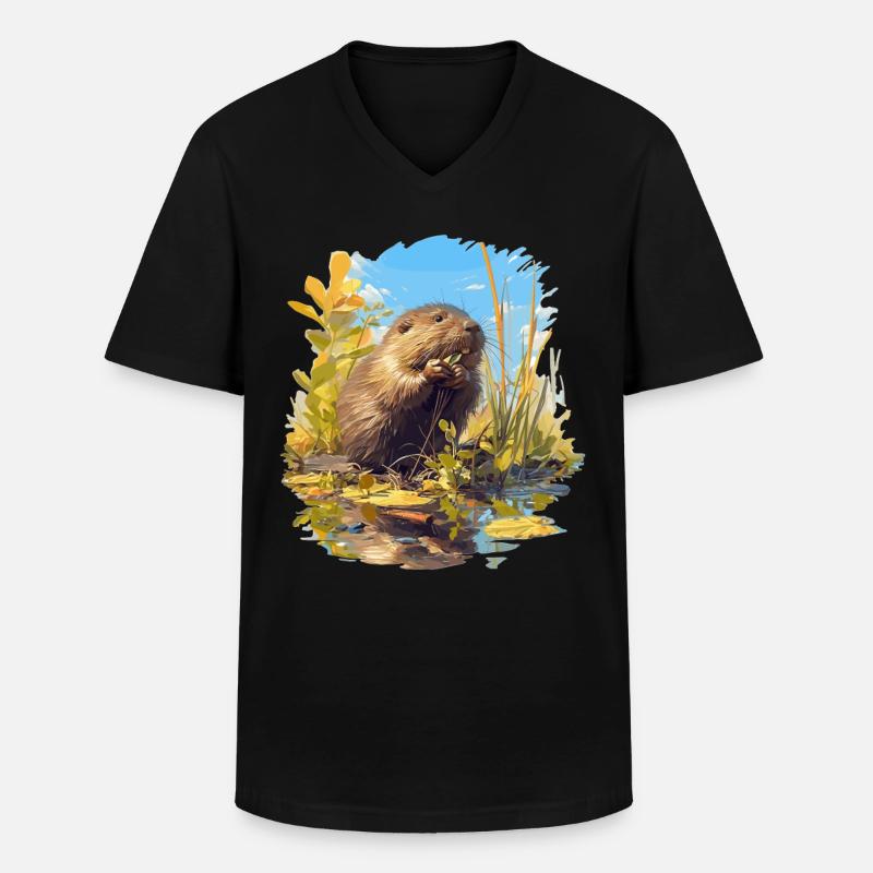 Bisamratten Bisamratte - Männer-T-Shirt mit V-Ausschnitt - Schwarz
