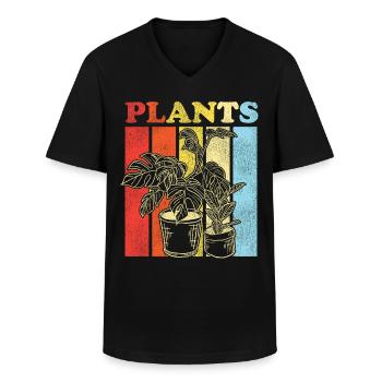 Amoureux des plantes jardinage rétro - T-shirt col V Homme - noir - Devant - AI Model Male 178 dark (178cm)