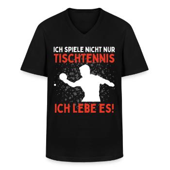 Je ne joue pas seulement au tennis de table, je le vis - T-shirt col V Homme - noir - Devant - AI Model Male 178 dark (178cm)
