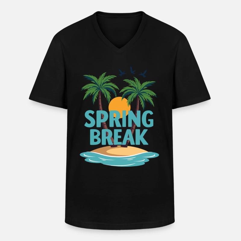 Spring Break Palmen Strand - Männer-T-Shirt mit V-Ausschnitt - Schwarz