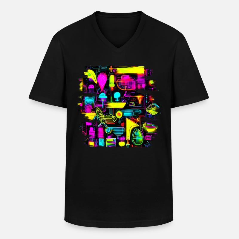 Neon Creative Cyberglow Modern Style - Men's V-Neck T-Shirt - black