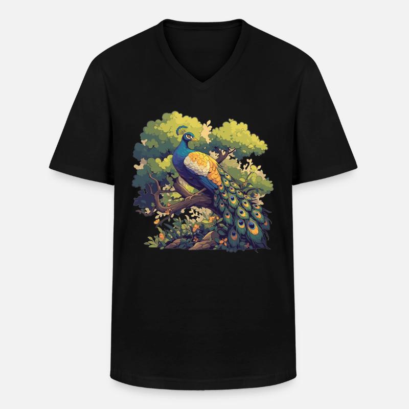 Pfaue Pfau - Männer-T-Shirt mit V-Ausschnitt - Schwarz