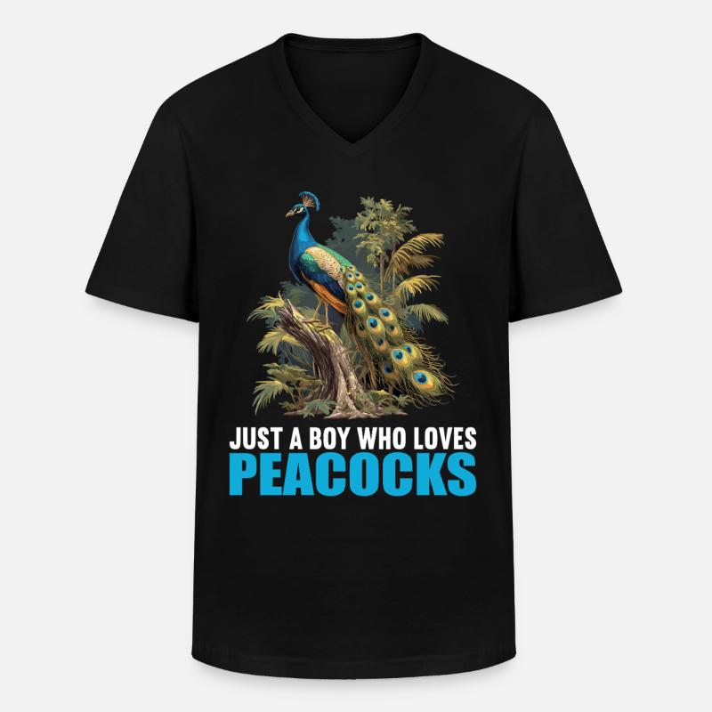 Pfaue Pfau - Männer-T-Shirt mit V-Ausschnitt - Schwarz