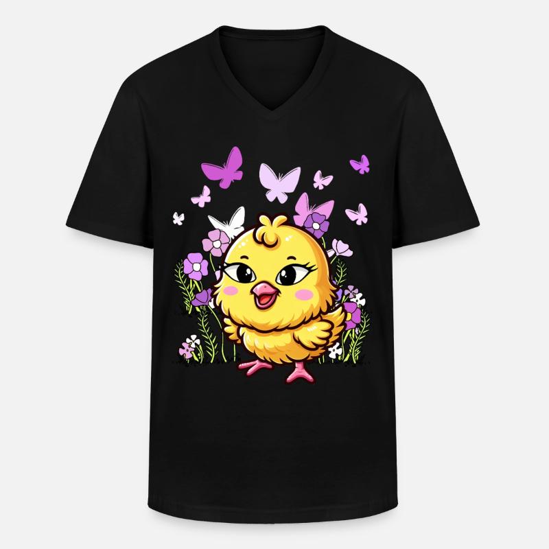 Küken Ostern Kind Kinder - Männer-T-Shirt mit V-Ausschnitt - Schwarz