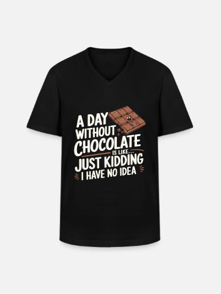 Chocolat - T-shirt col V Homme - noir