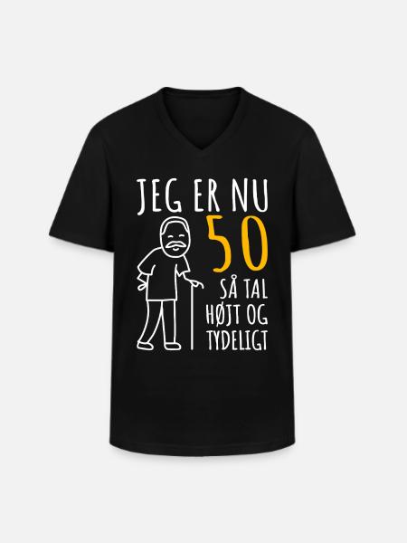 50-års fødselsdag, 50 år mand, jeg er nu 50 - Klassisk herre T-shirt med V-udskæring - sort