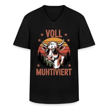 Kuh Landwirt Bauernhof Landwirtschaft Bauer - Männer-T-Shirt mit V-Ausschnitt - Schwarz - Vorne - AI Model Male 178 dark (178cm)