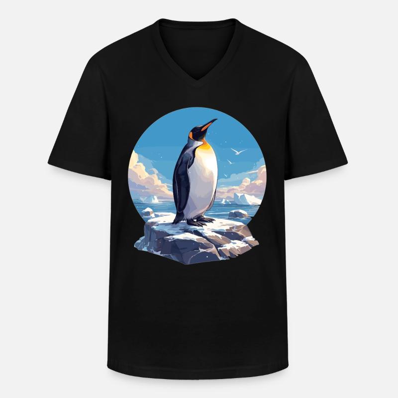 Pinguine Pinguin - Männer-T-Shirt mit V-Ausschnitt - Schwarz