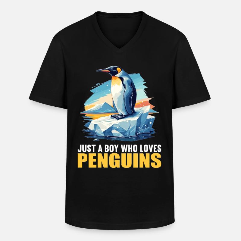 Pinguine Pinguin - Männer-T-Shirt mit V-Ausschnitt - Schwarz