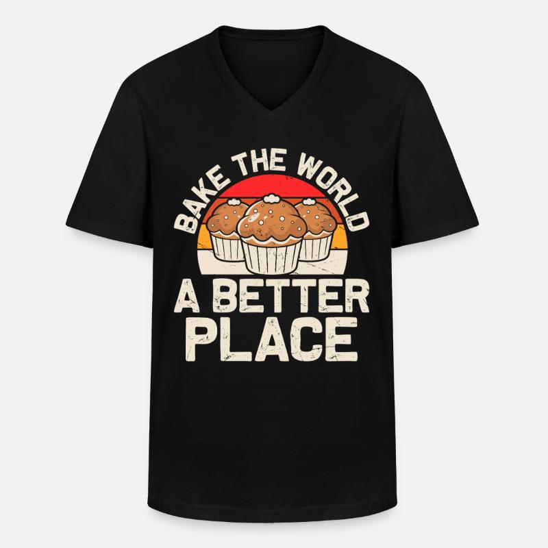 Backen Bäcker Bäckerei - Männer-T-Shirt mit V-Ausschnitt - Schwarz