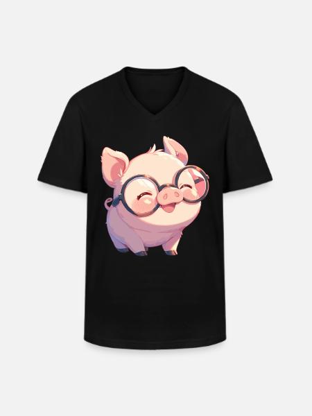 Cochon Cochon - T-shirt col V Homme - noir