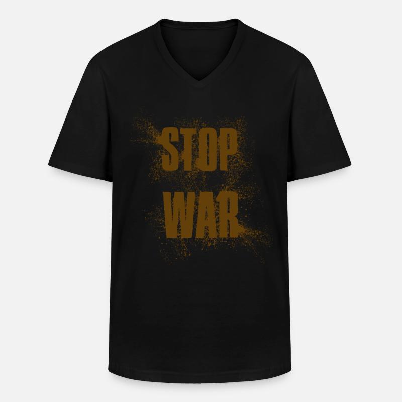 STOP WAR – NO WAR - PEACE - Männer-T-Shirt mit V-Ausschnitt - Schwarz