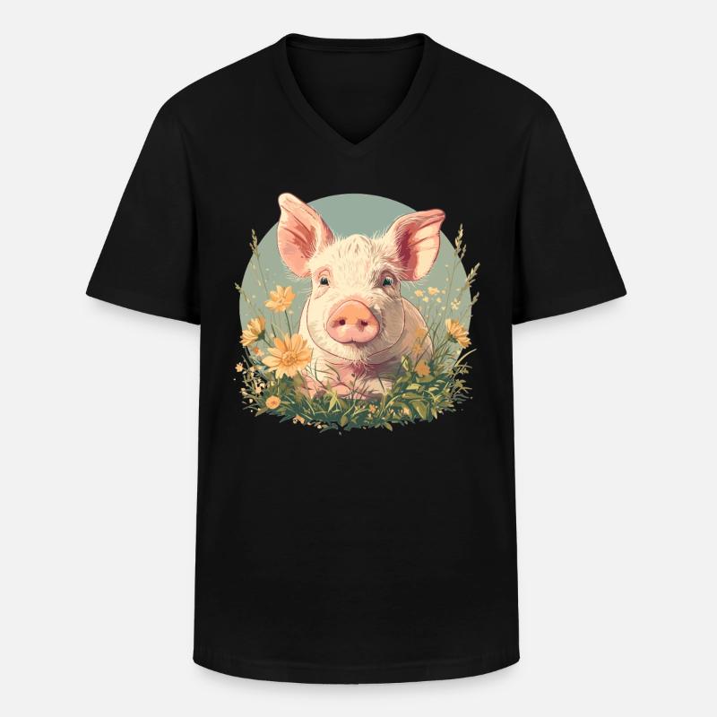 Schweine Schwein - Männer-T-Shirt mit V-Ausschnitt - Schwarz