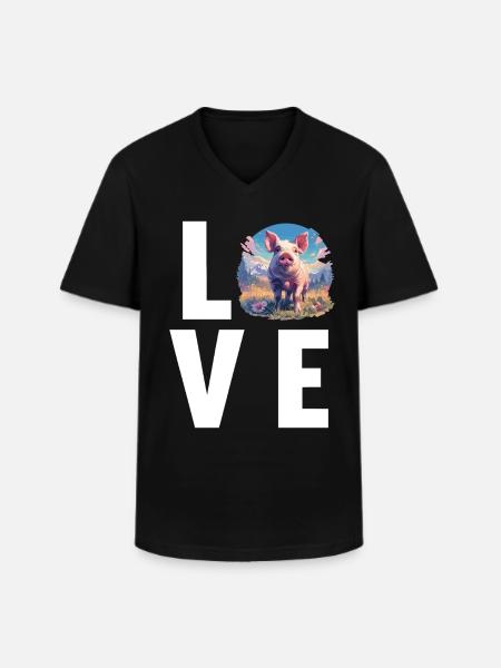 Cochon Cochon - T-shirt col V Homme - noir
