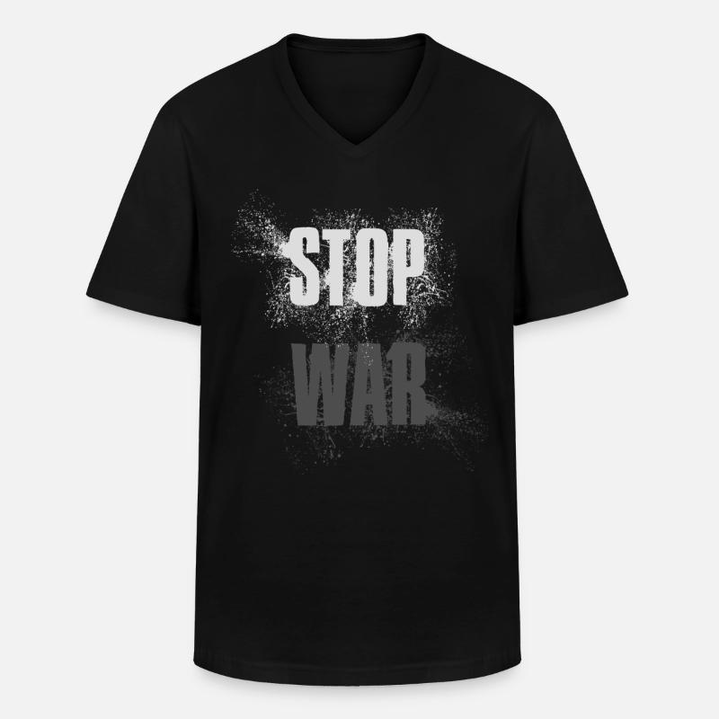 STOP WAR – NO WAR - PEACE - Männer-T-Shirt mit V-Ausschnitt - Schwarz