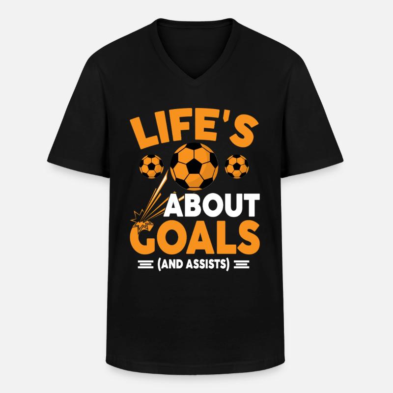 Fußball - Männer-T-Shirt mit V-Ausschnitt - Schwarz