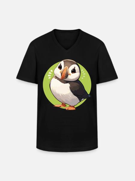 Papageientaucher - Männer-T-Shirt mit V-Ausschnitt - Schwarz