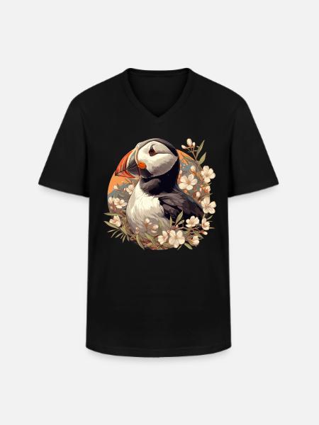 Papageientaucher - Männer-T-Shirt mit V-Ausschnitt - Schwarz