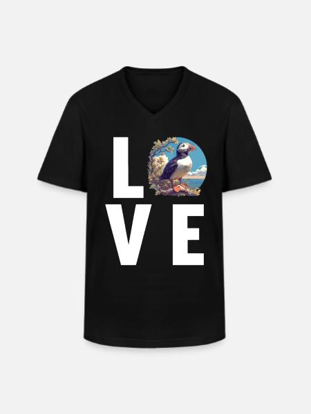 Puffin - Men's V-Neck T-Shirt - black