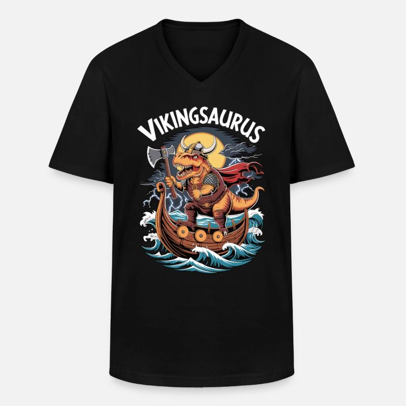 Vikingsaurus - Männer-T-Shirt mit V-Ausschnitt - Schwarz