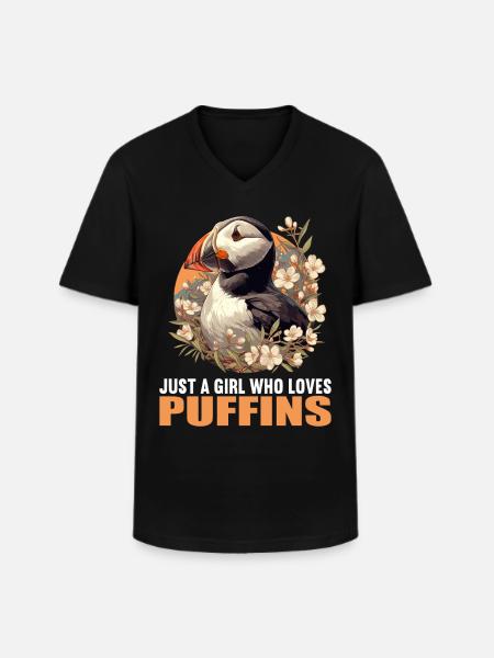 Papageientaucher - Männer-T-Shirt mit V-Ausschnitt - Schwarz