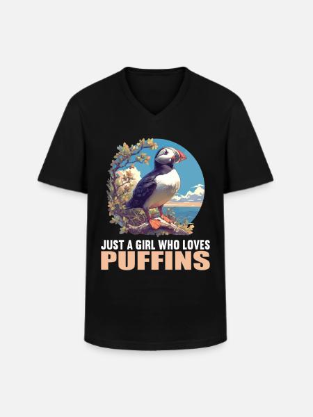 Puffin - Men's V-Neck T-Shirt - black