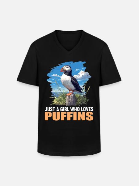 Puffin - Men's V-Neck T-Shirt - black