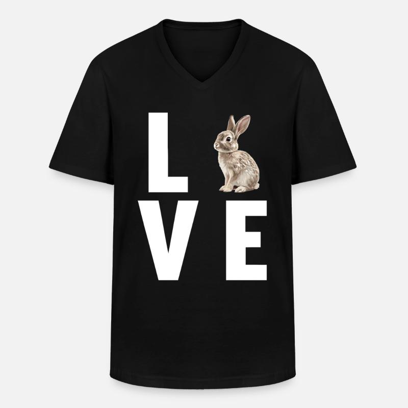 Hasen Hase - Männer-T-Shirt mit V-Ausschnitt - Schwarz