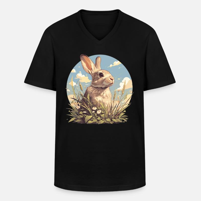 Hasen Hase - Männer-T-Shirt mit V-Ausschnitt - Schwarz
