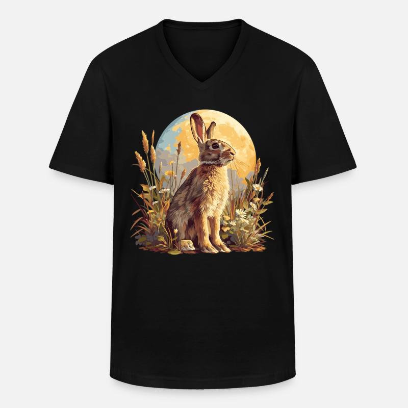 Hasen Hase - Männer-T-Shirt mit V-Ausschnitt - Schwarz