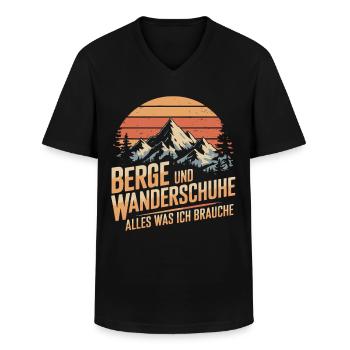 Wandern Wald Berge Wanderschuhe Spruch - Männer-T-Shirt mit V-Ausschnitt - Schwarz - Vorne - AI Model Male 178 dark (178cm)