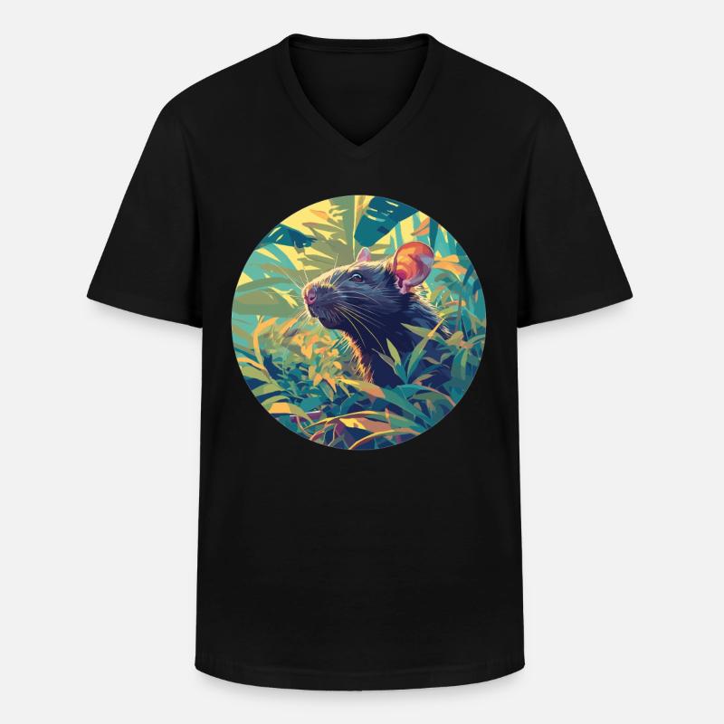 Ratten Ratte - Männer-T-Shirt mit V-Ausschnitt - Schwarz