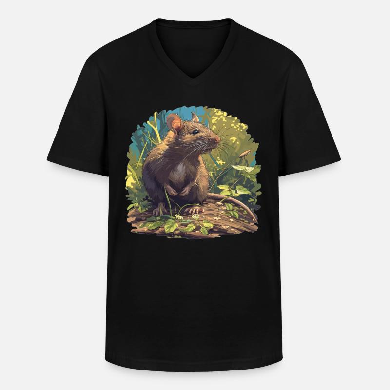 Ratten Ratte - Männer-T-Shirt mit V-Ausschnitt - Schwarz