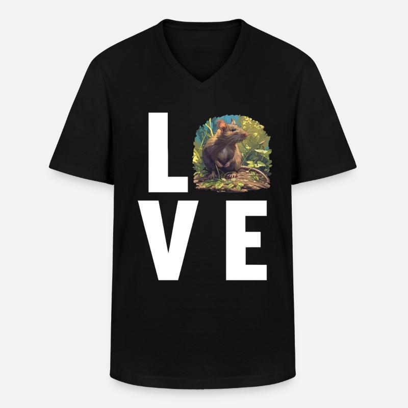 Ratten Ratte - Männer-T-Shirt mit V-Ausschnitt - Schwarz
