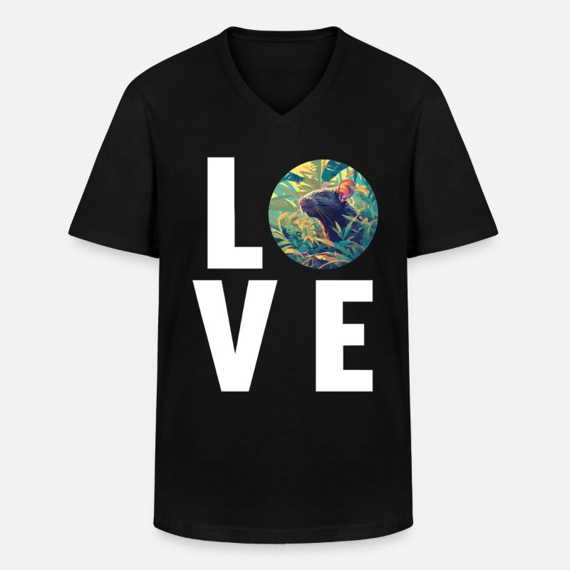 Ratten Ratte - Männer-T-Shirt mit V-Ausschnitt - Schwarz