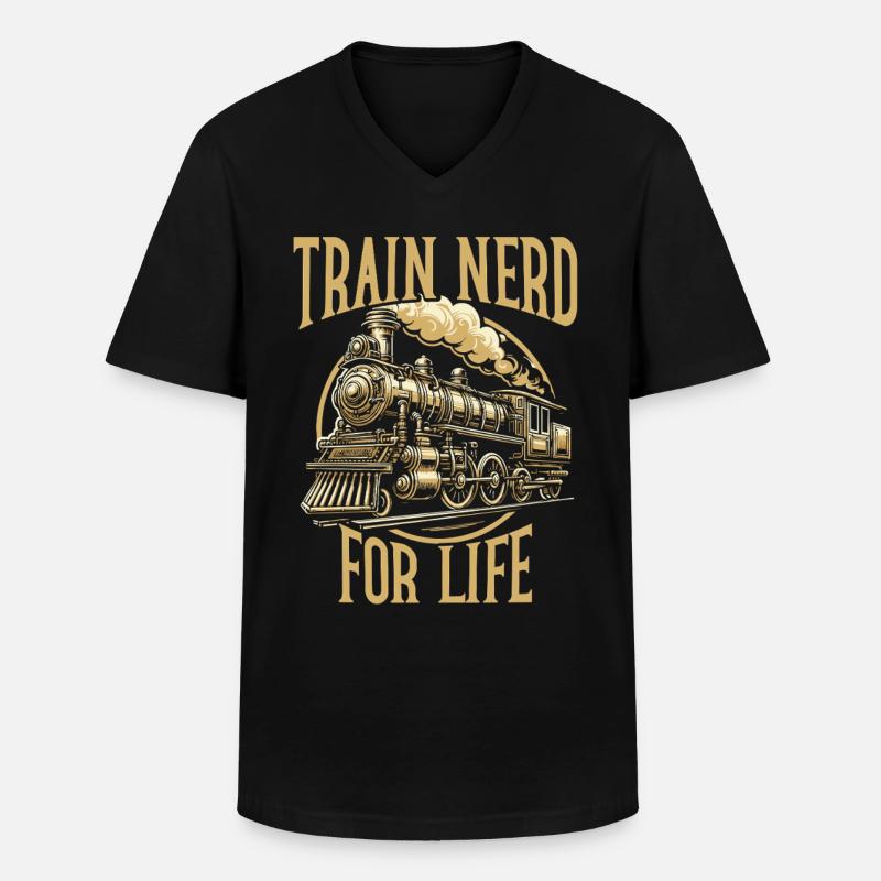 train driver train lover station - Men's V-Neck T-Shirt - black