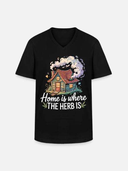 Stoner house with saying - Men's V-Neck T-Shirt - black