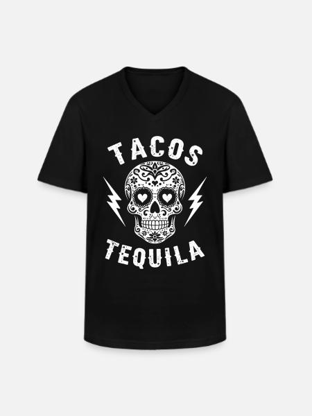 Tacos Tequila & Skull Vibes - Men's V-Neck T-Shirt - black
