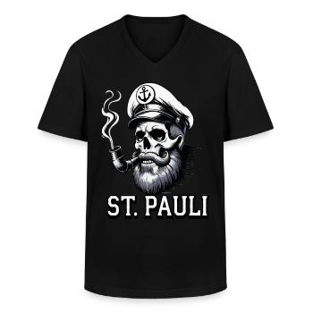 St.Pauli Kiez Hamburg Totenkopf Sankt Pauli - T-shirt col V Homme - noir - Devant - AI Model Male 178 dark (178cm)