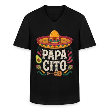 Papacito Mexiko Style - Geschenk Papa - Männer-T-Shirt mit V-Ausschnitt - Schwarz - Vorne - AI Model Male 178 dark (178cm)