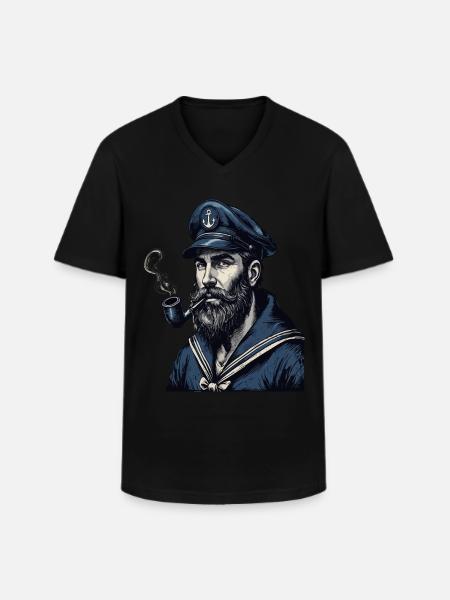 Kaptajn Hamborg Hansestaden St. Pauli kranium - Klassisk herre T-shirt med V-udskæring - sort