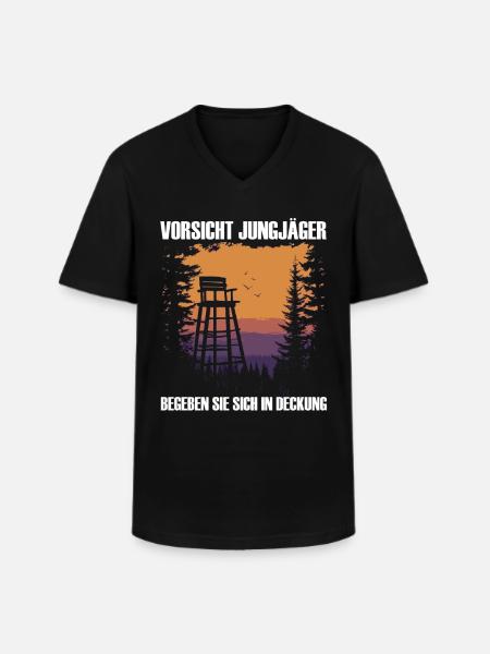 Beware of young hunters - Men's V-Neck T-Shirt - black