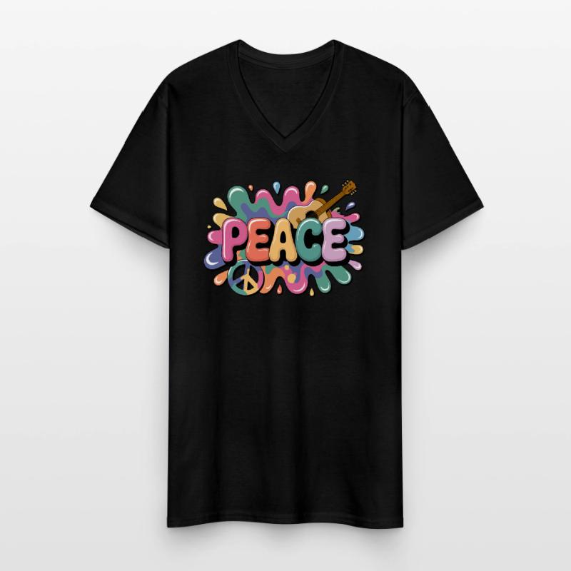 PEACE – Psychédélique T-shirt col V Homme