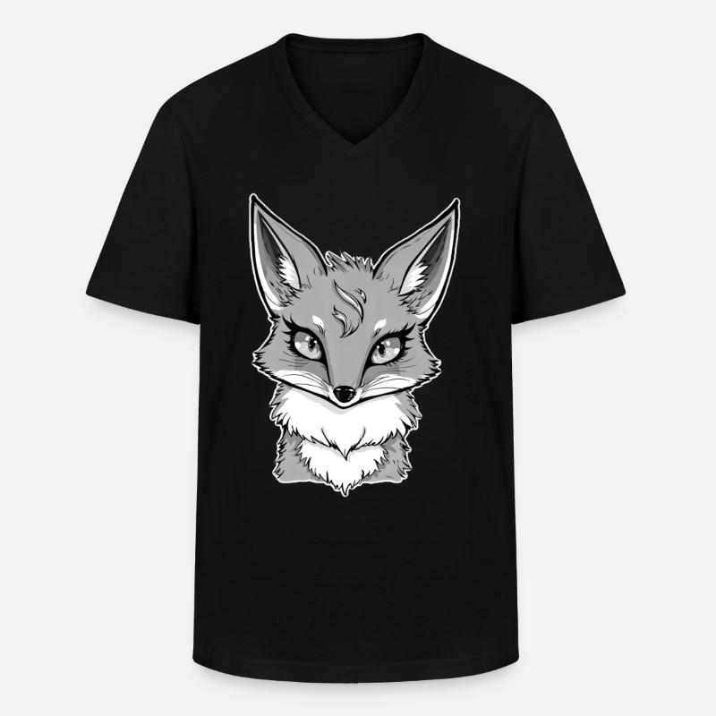 Grauer Fuchs - Männer-T-Shirt mit V-Ausschnitt - Schwarz