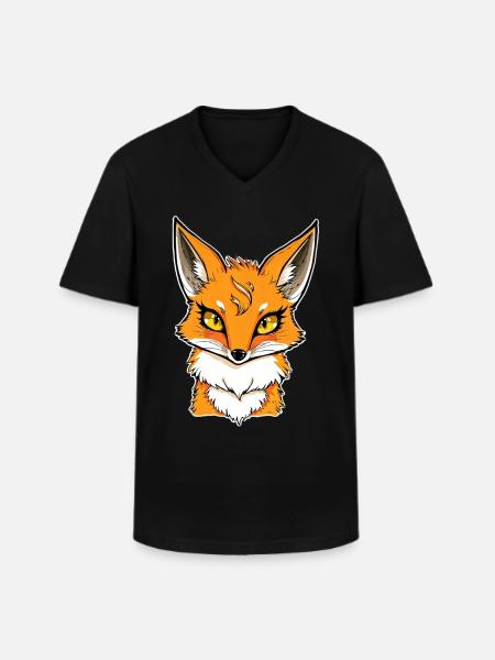 Fuchs - Männer-T-Shirt mit V-Ausschnitt - Schwarz